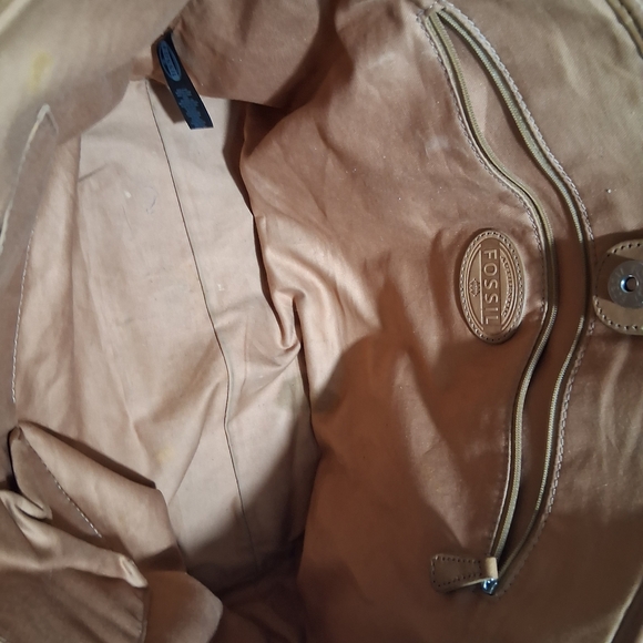 Fossil Brown and Tan Leather Tote - Picture 7 of 8